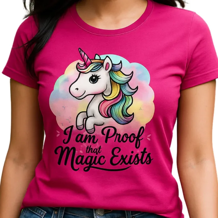 Women’s Premium Cotton T-Shirt (Light Pink) I am Proof That Magic Exists | Regular Fit | Round Neck | Soft & Durable