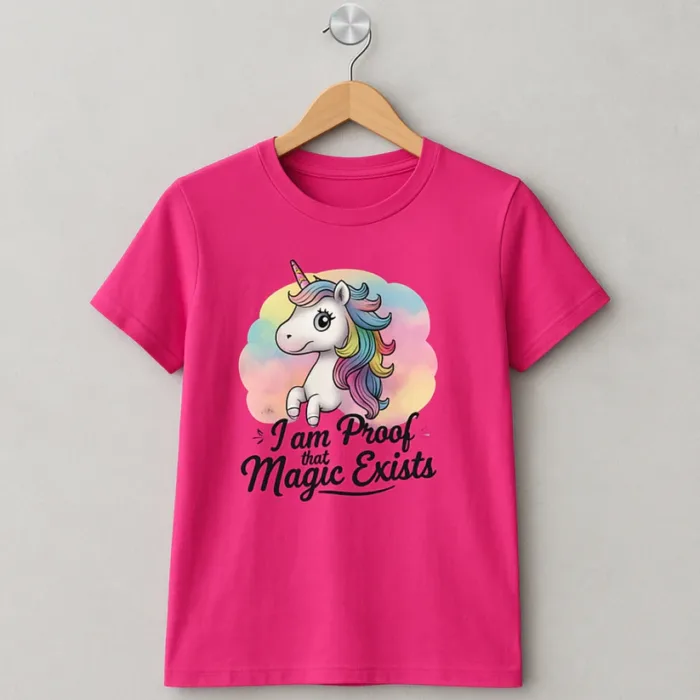 Women’s Premium Cotton T-Shirt (Light Pink) I am Proof That Magic Exists | Regular Fit | Round Neck | Soft & Durable - Image 3